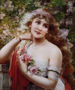 Emile Vernon : Young Lady With Roses